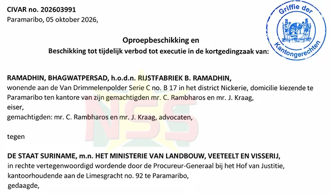 Douane legt beslag op rijst Ramadhin; ECD kreeg geen toestemming OM