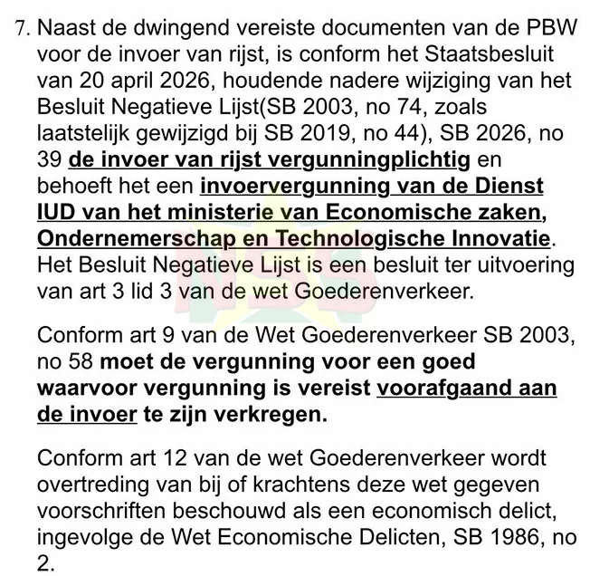 Baasaron: Ramadhin heeft geen invoervergunning voor rijst – ‘Niets, nada, nul’